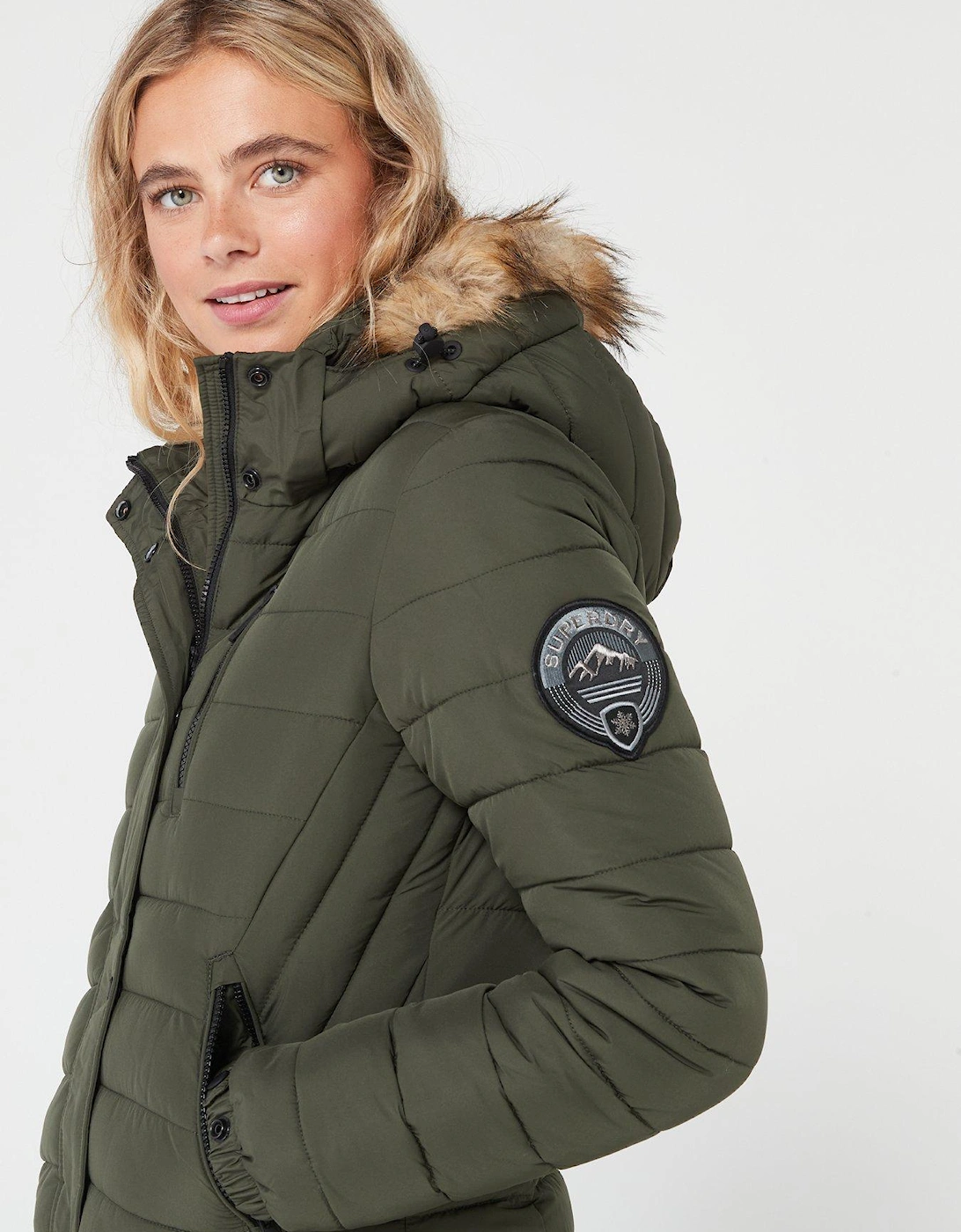 Fuji Hooded Mid Length Puffer Coat - Green