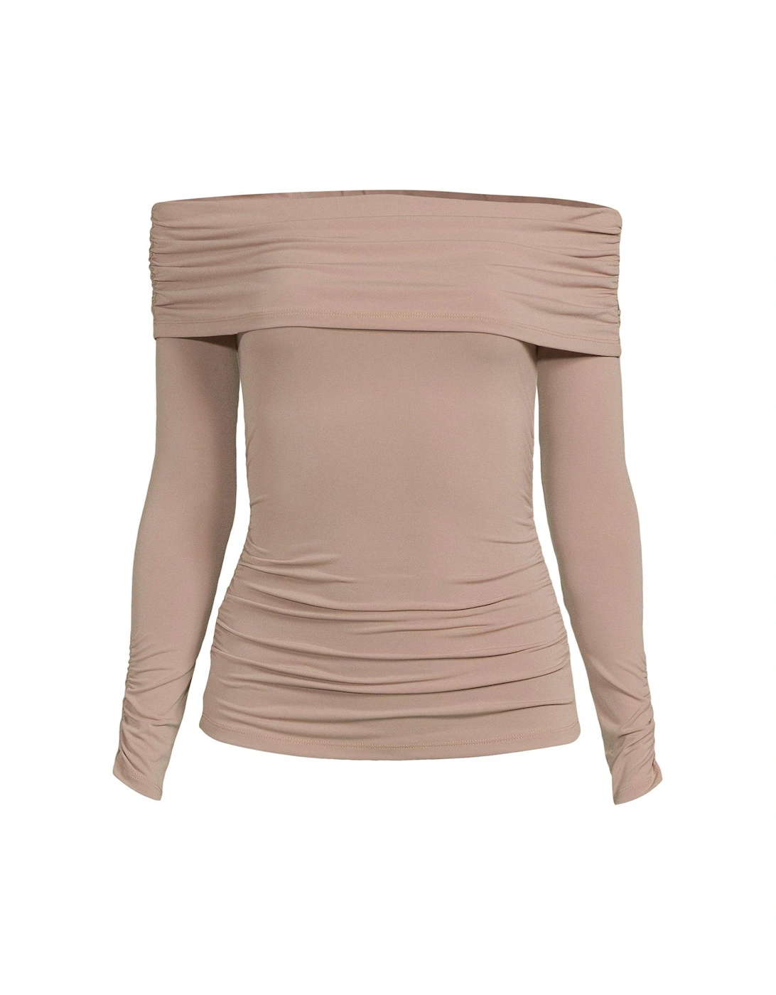Bardot Ruched Detail Fitted Top - Beige