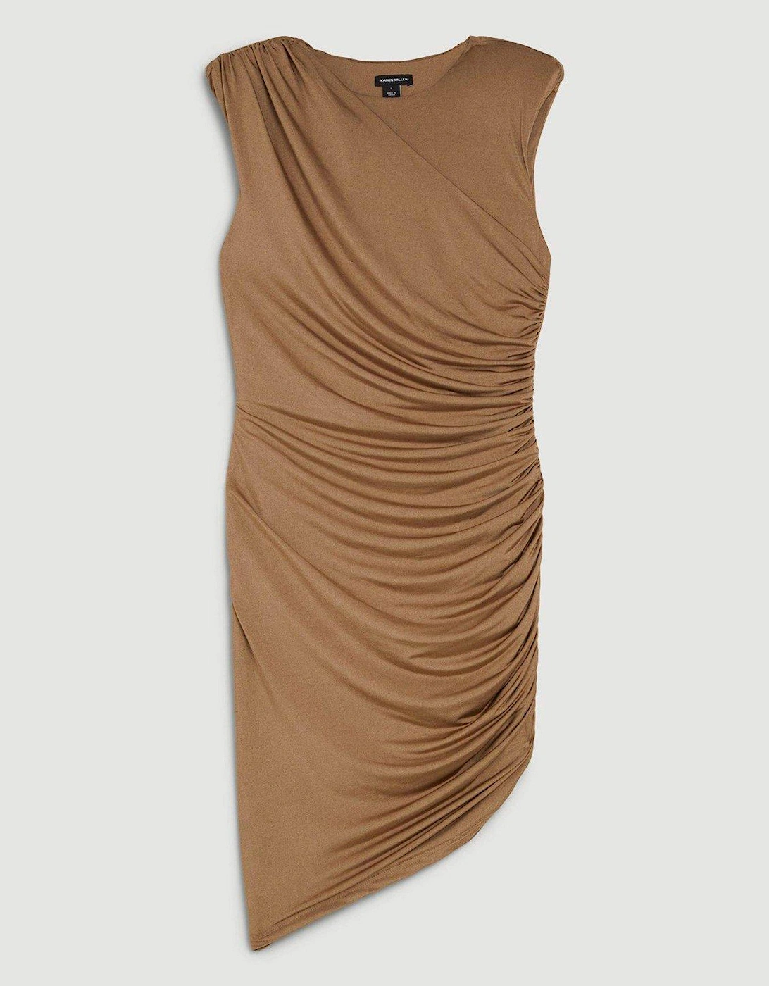 Crepe Draped Mini Dress - Taupe