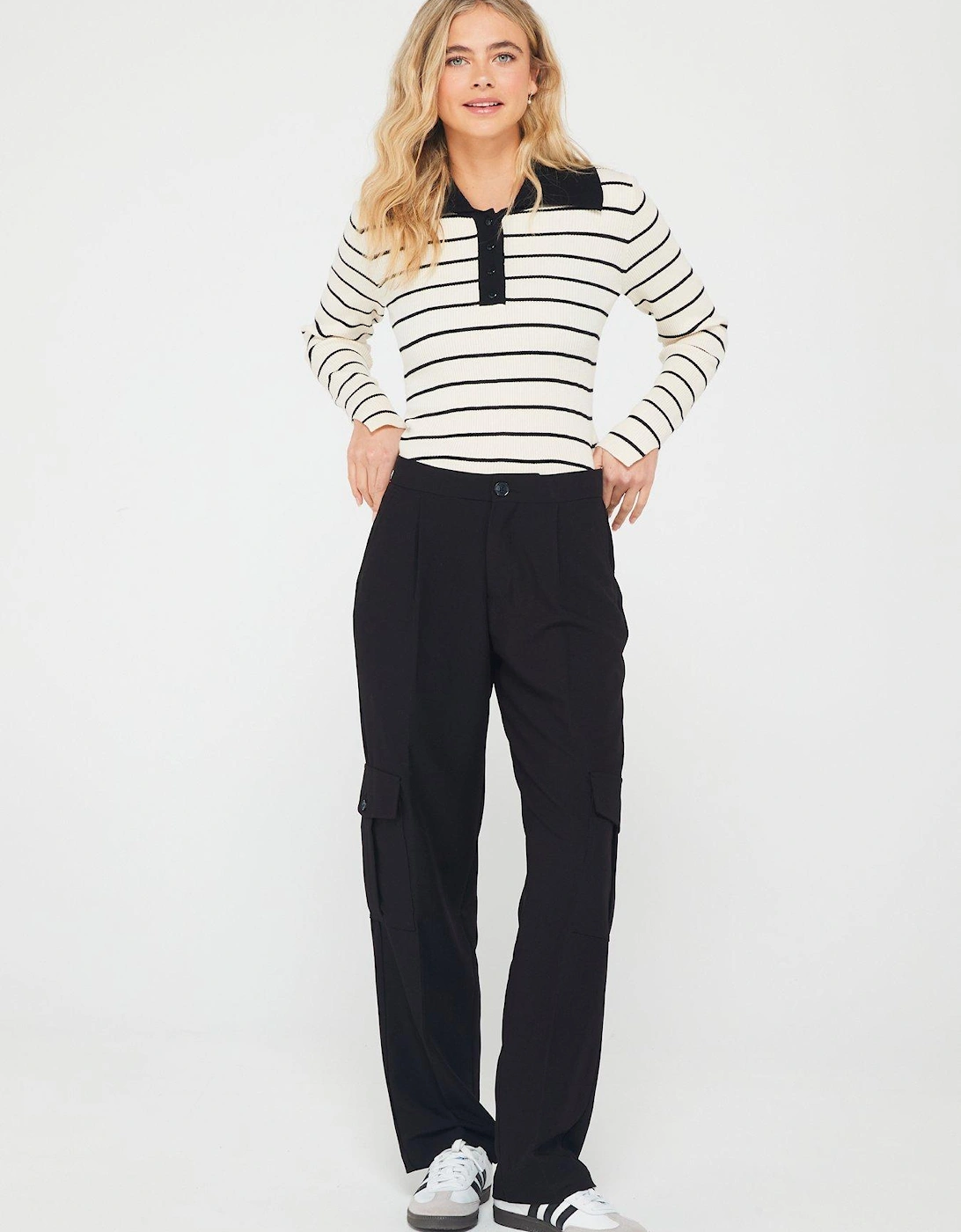 Mary Mid Rise Smart Cargo Trousers - Black