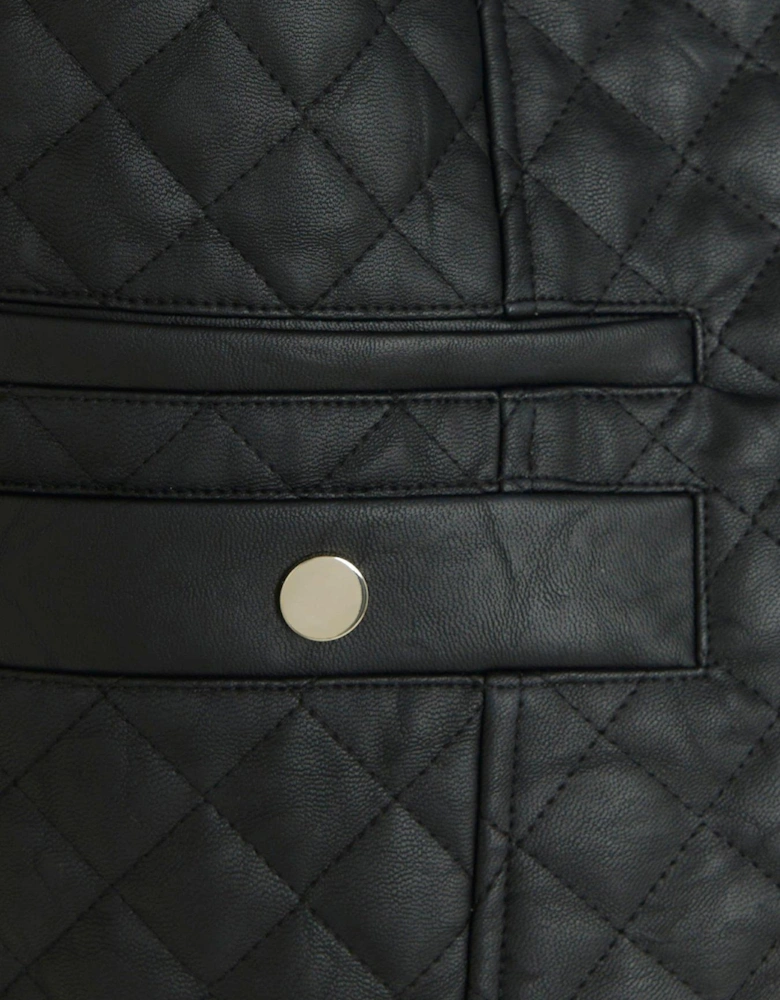 Plus Quilted Pocket Blazer - Black