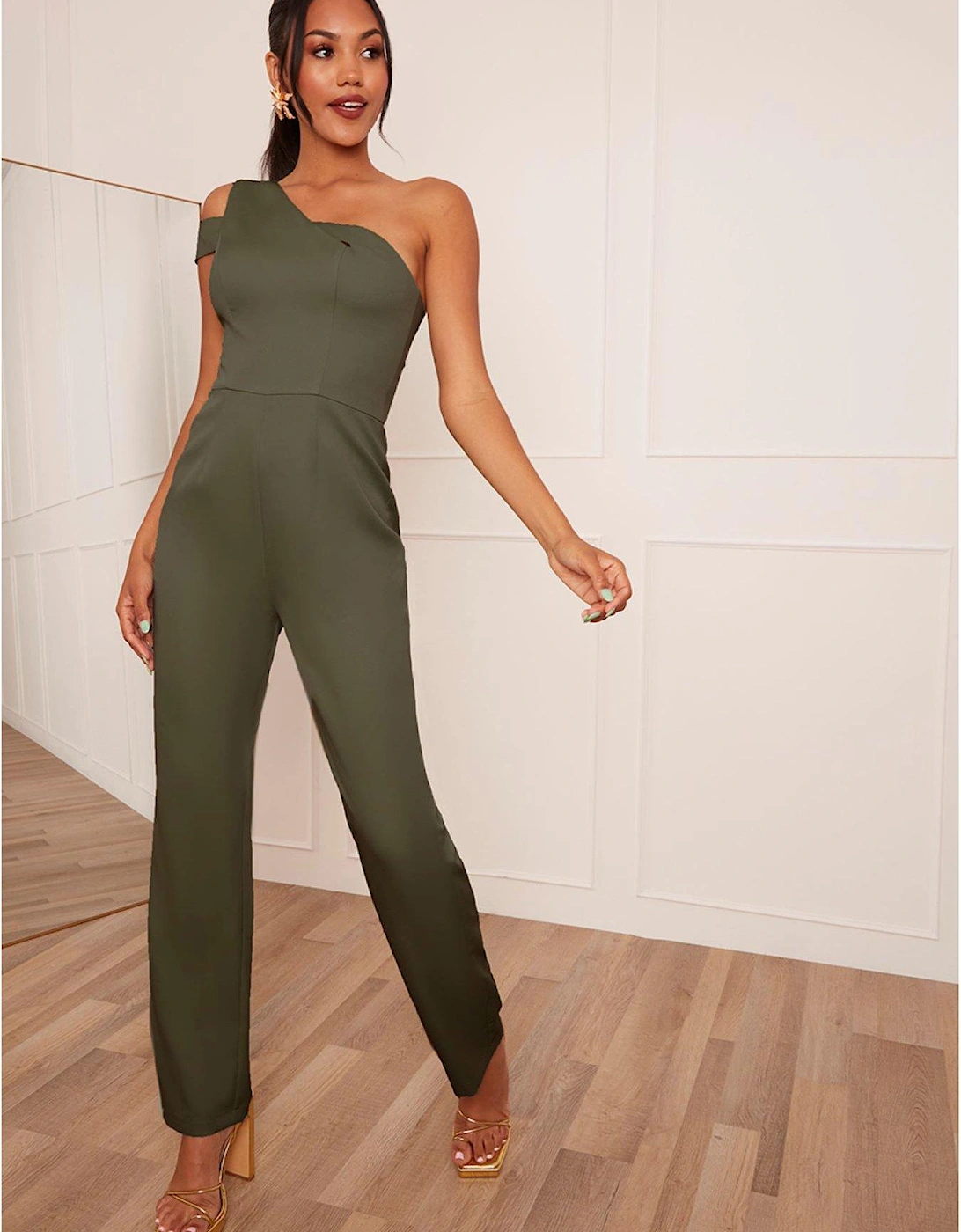 One Shoulder Jumpsuit In Green, 2 of 1
