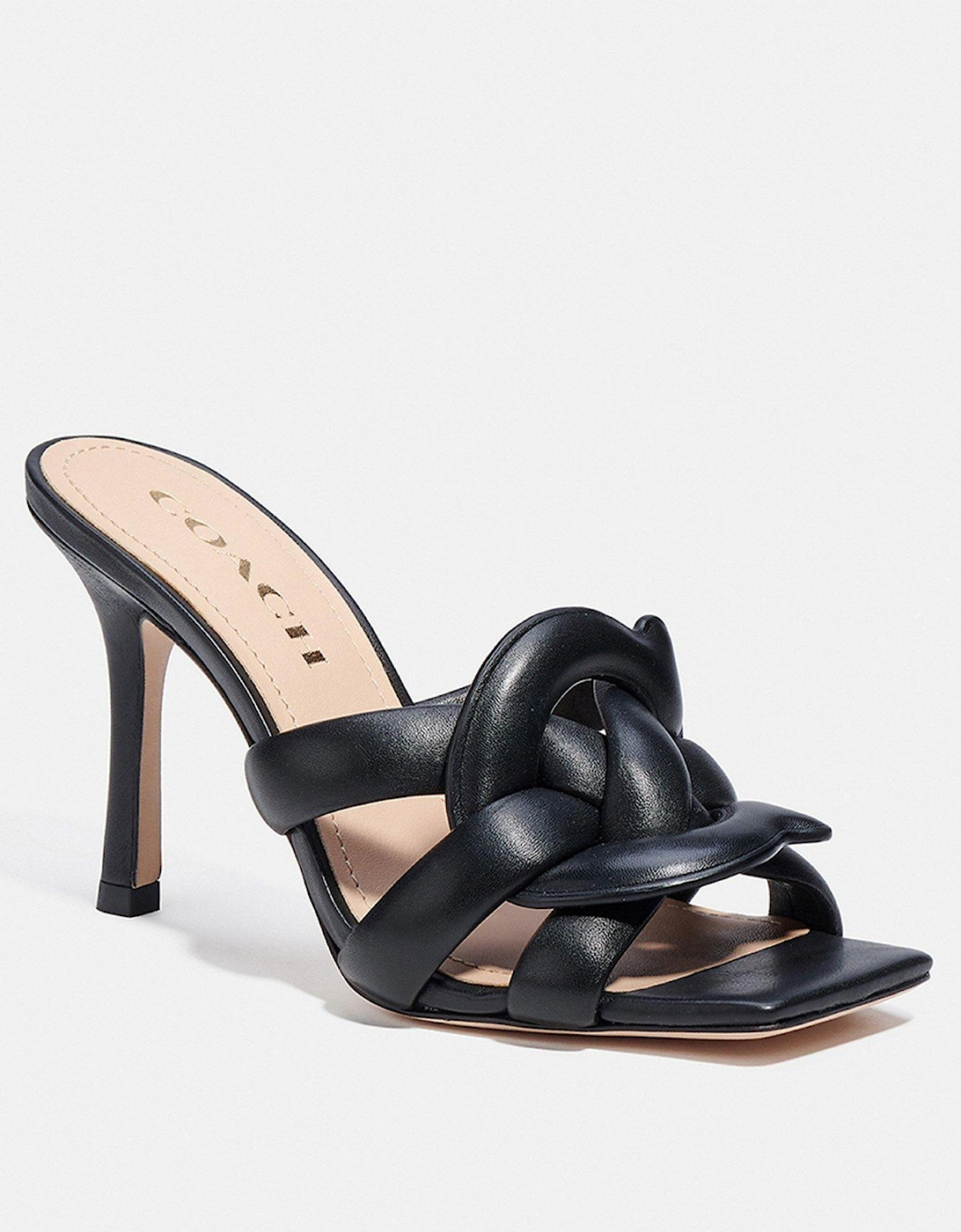 Kellie Leather Heel Sandal - Black