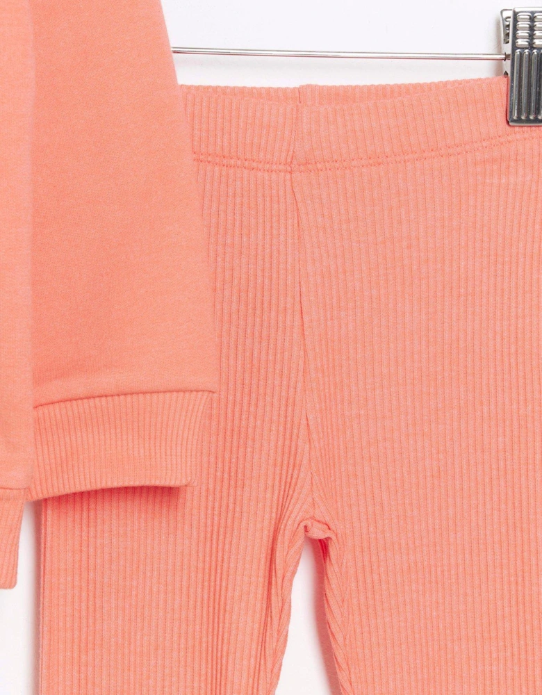 Mini Girls Bow Sweatshirt Set - Orange