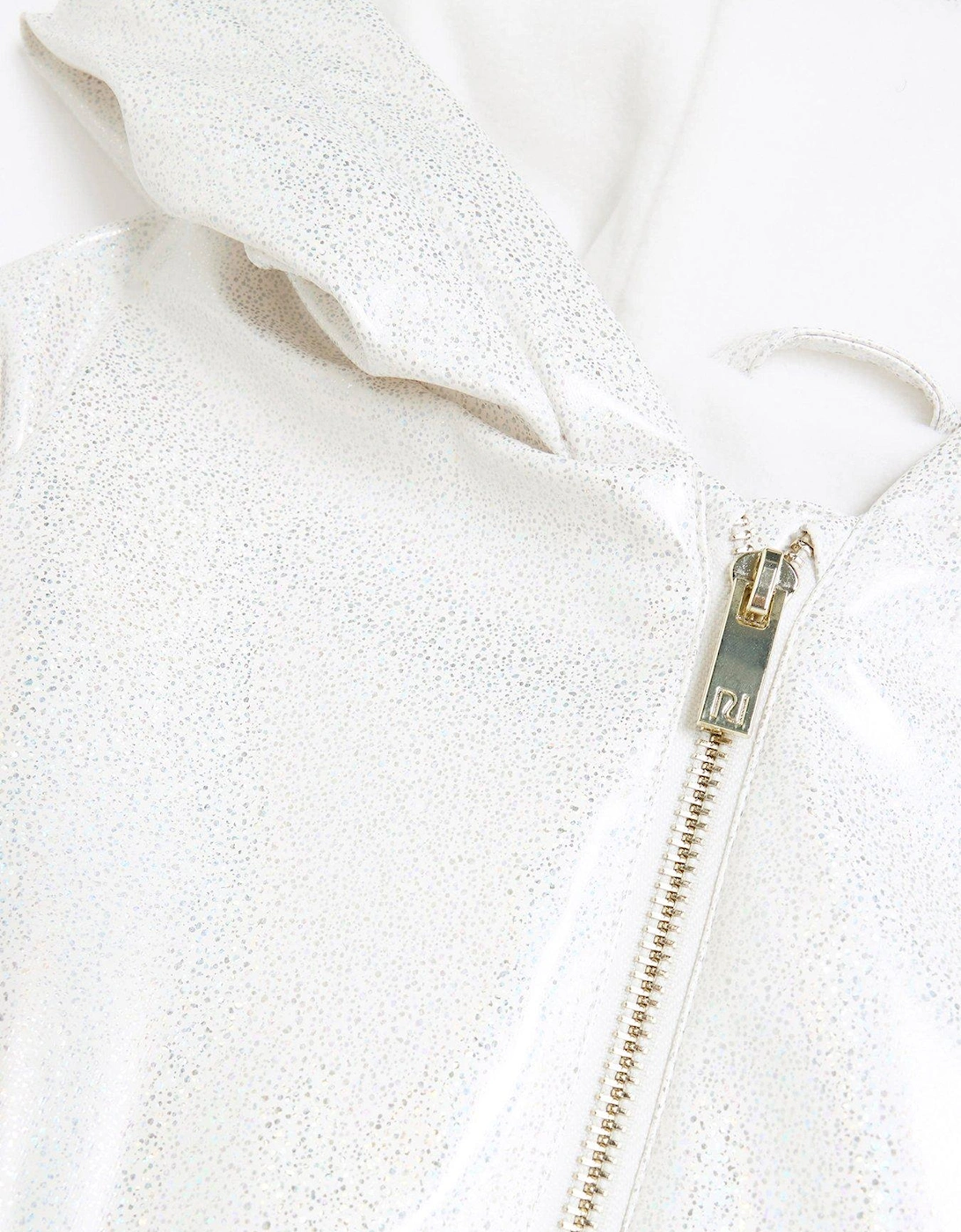 Girls Glitter Hooded Rain Coat - White