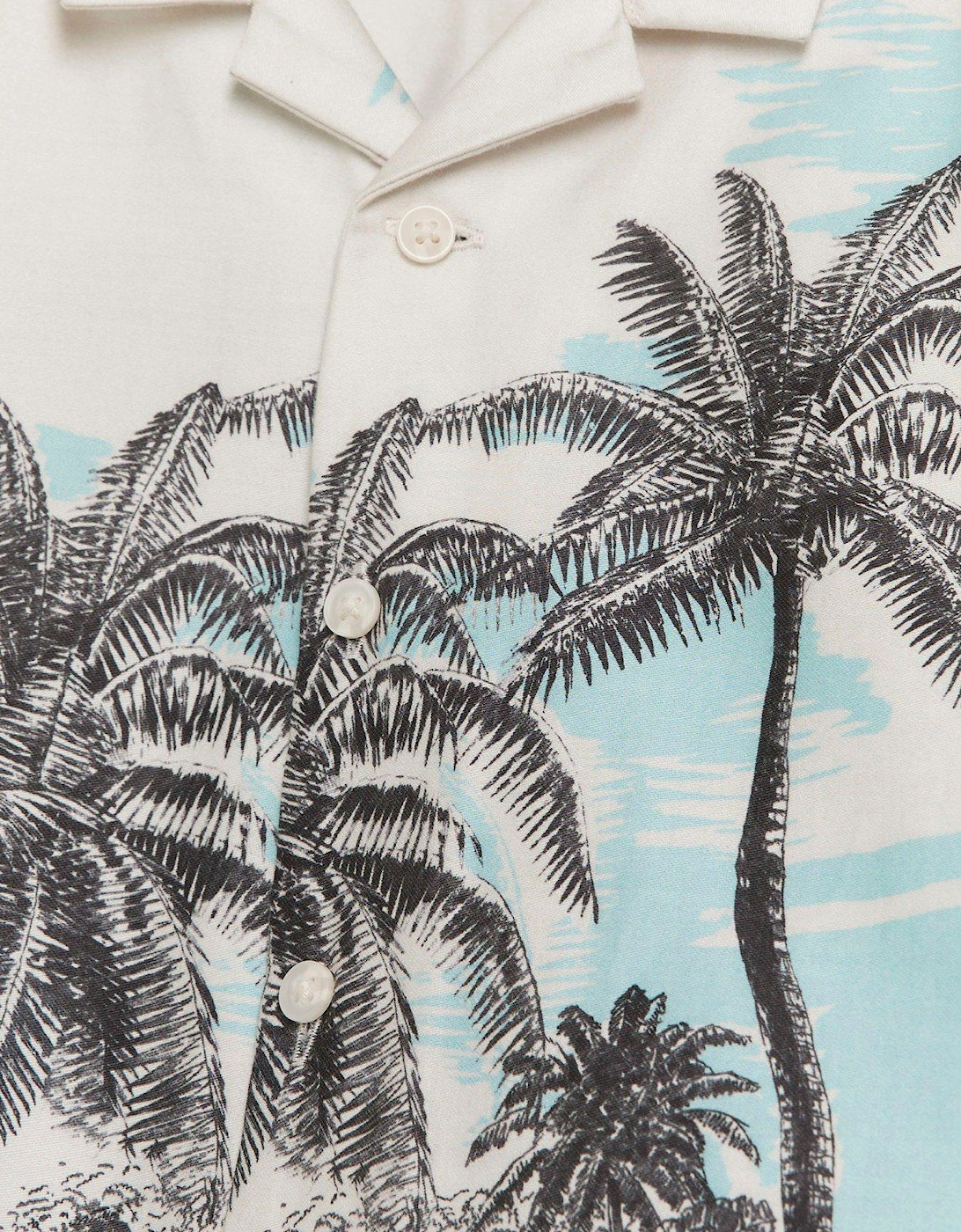 Mini Boys Ecru Palm Tree Shirt And Shorts Set - Cream