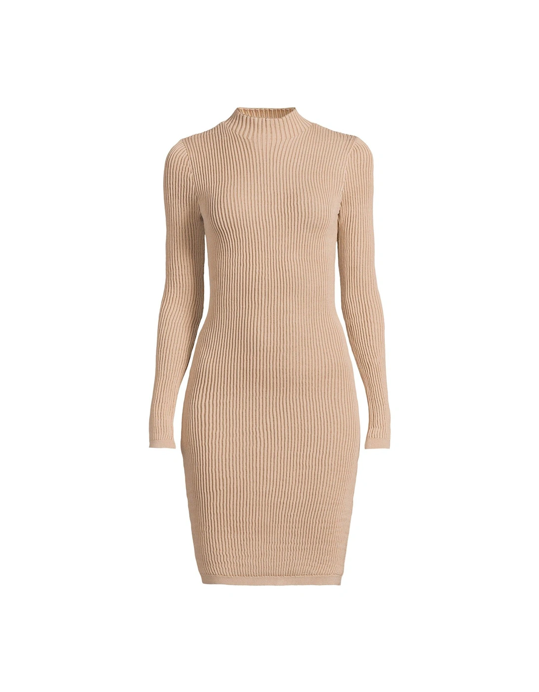 Knitted Bodycon Dress - Camel