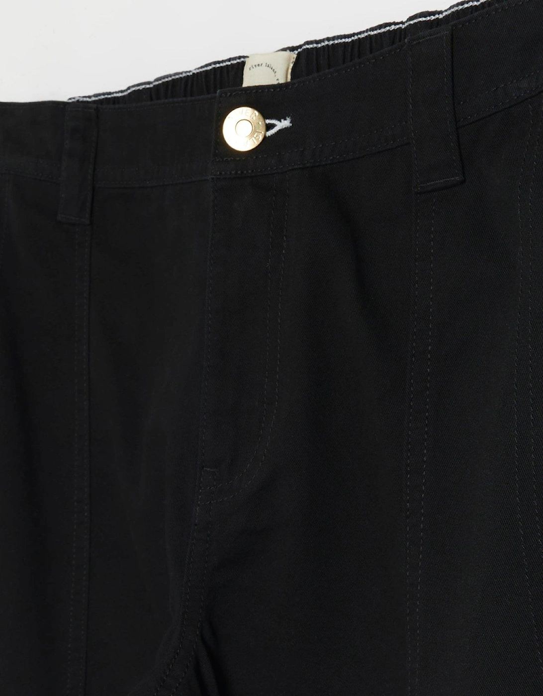 Petite Belt Cuffed Cargo Jeans - Black