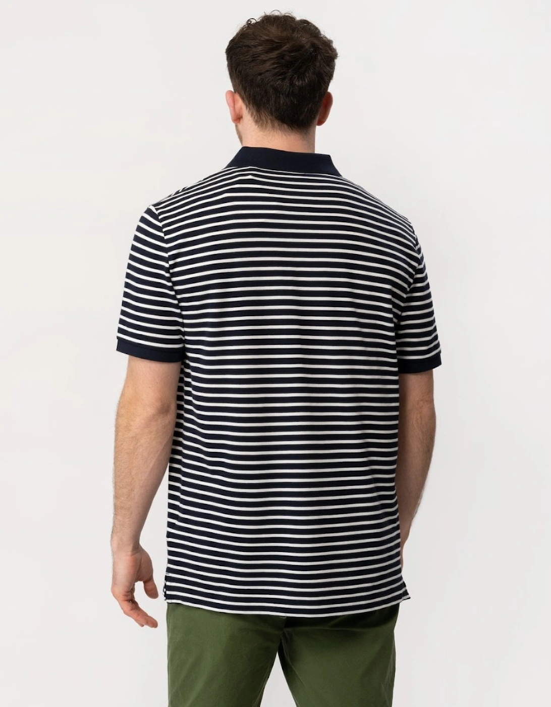 Mens Striped Short Sleeve Pique Polo