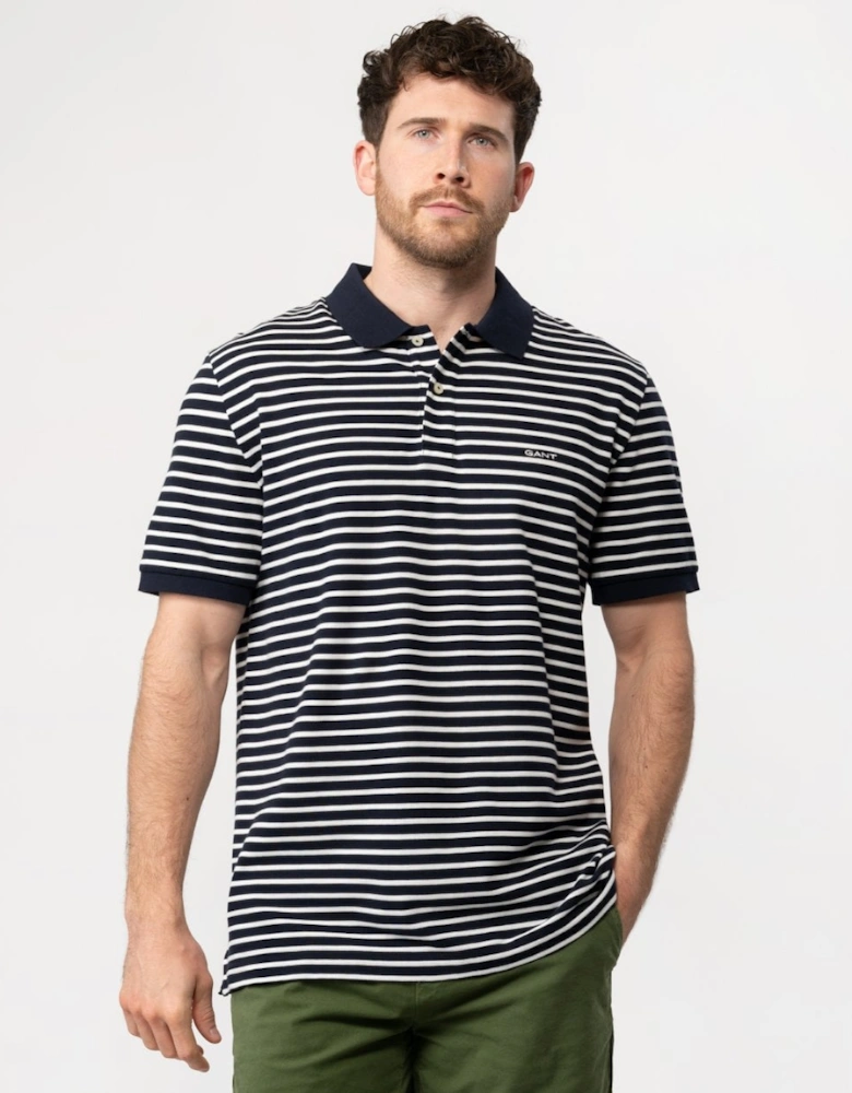 Mens Striped Short Sleeve Pique Polo