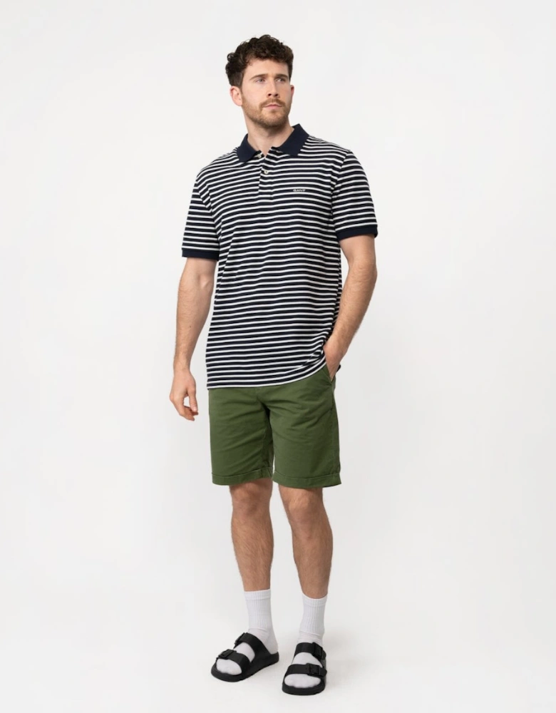 Mens Striped Short Sleeve Pique Polo