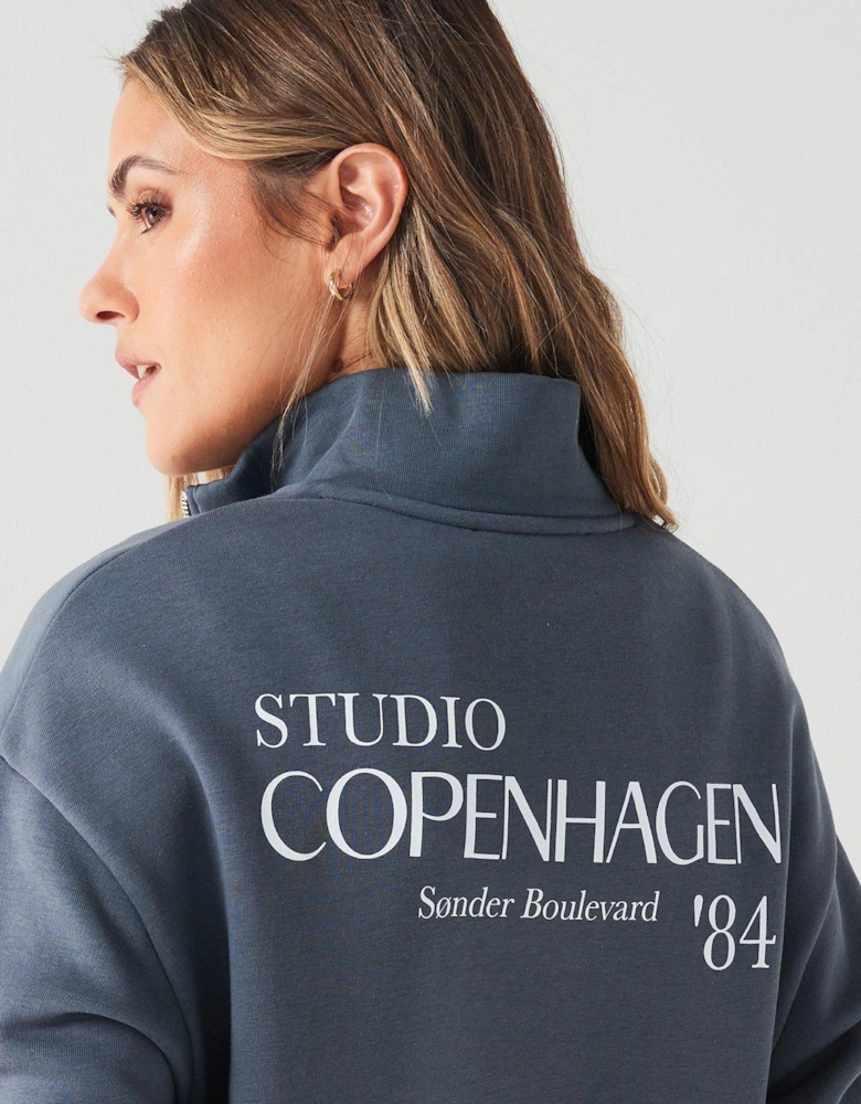 Copenhagen 1/4 Zip Sweatshirt Co-ord - Charcoal