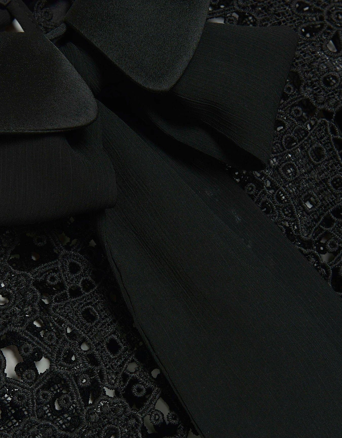 Lace Bow Detail Shirt - Black