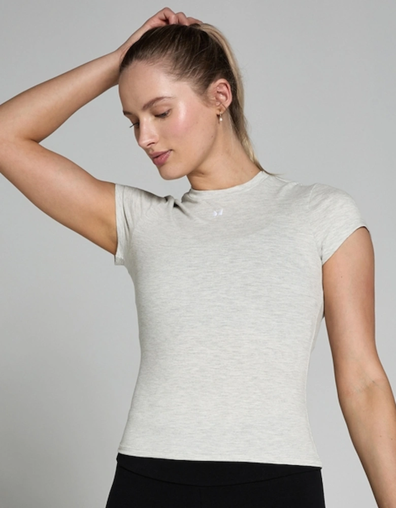 Women's Basic Body Fit Short Sleeve T-Shirt - Light Grey Marl