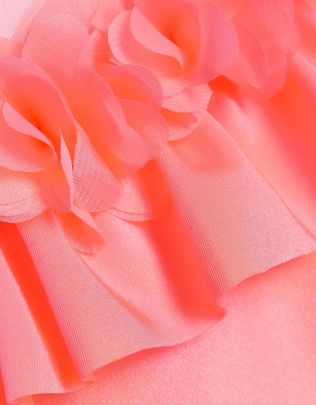 Mini Girls Flower Asymmetric Swimsuit - Pink