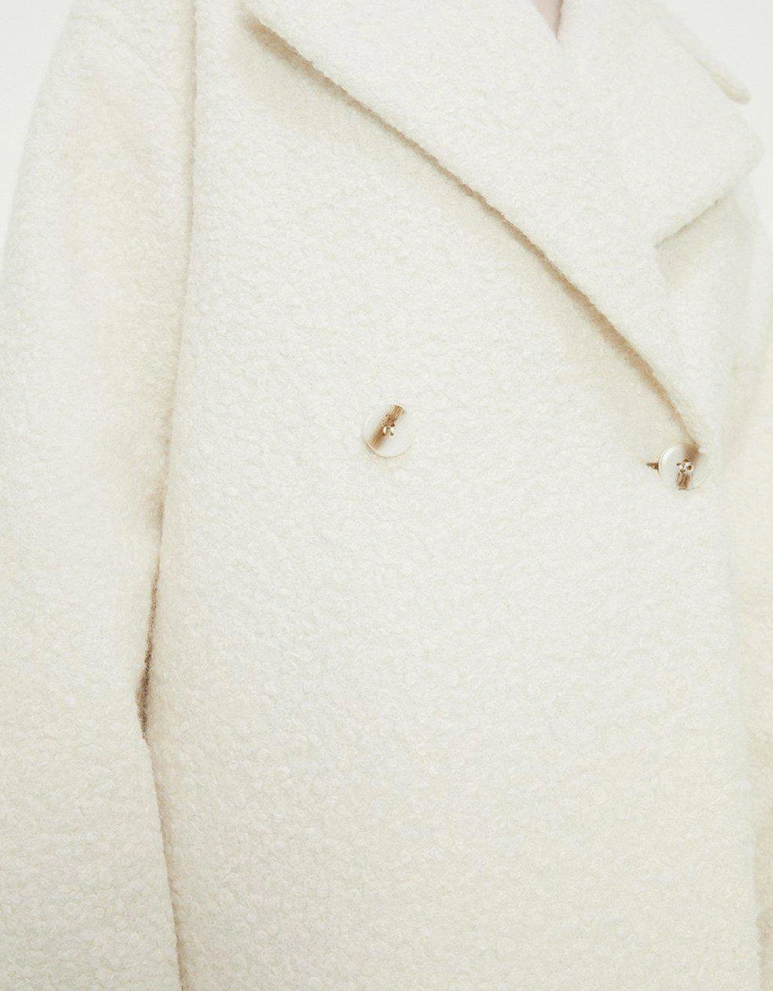 Double Breasted Boucle Coat - Cream