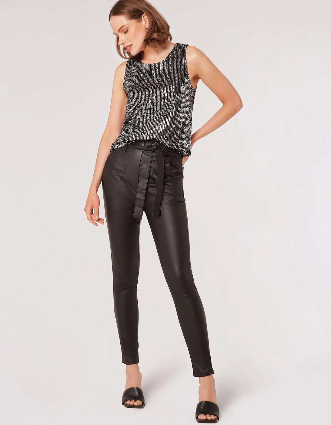All Over Sequin Lines Shell Top