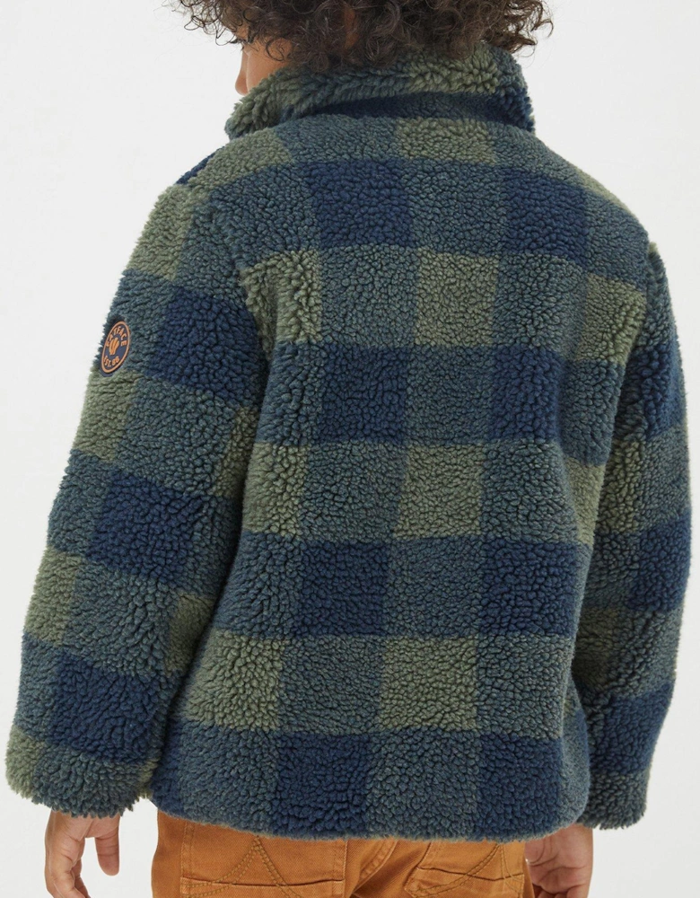 Boys Fleece Check Jacket - Green