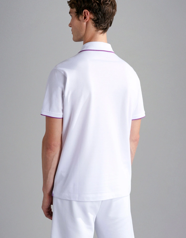 Pique Polo Shirt With Logo Print 010 White