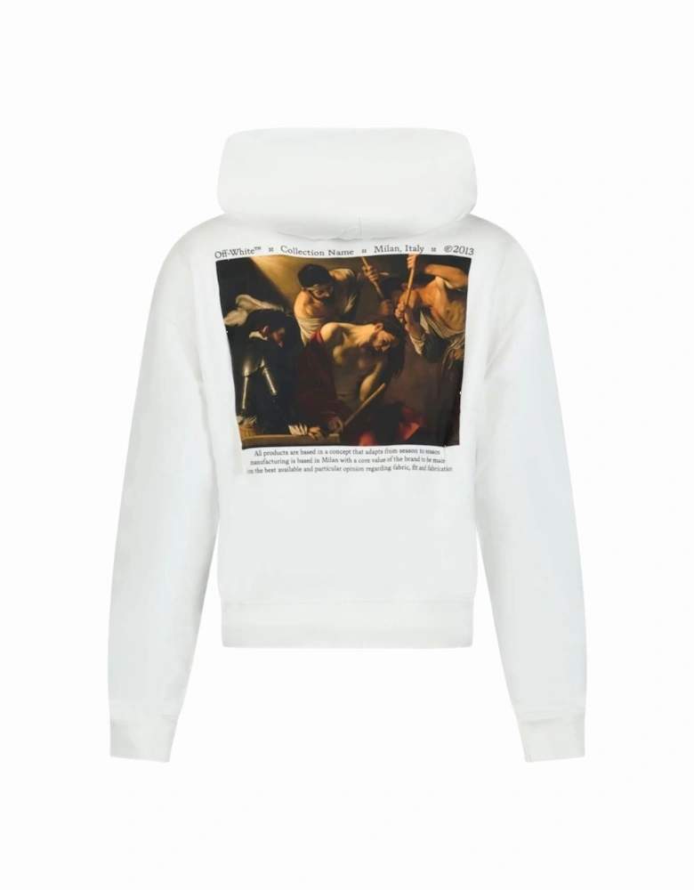 Caravaggio Crowing Design White Oversized Hoodie