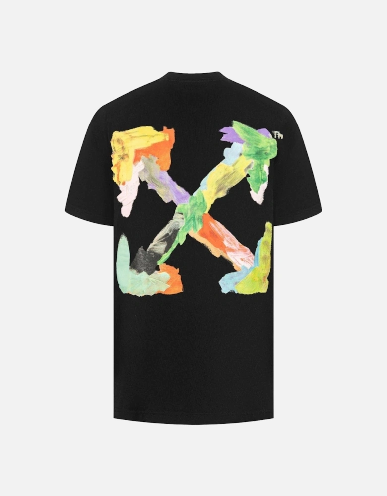 Colourful Brush Arrow Logo Oversized Fit Black T-Shirt