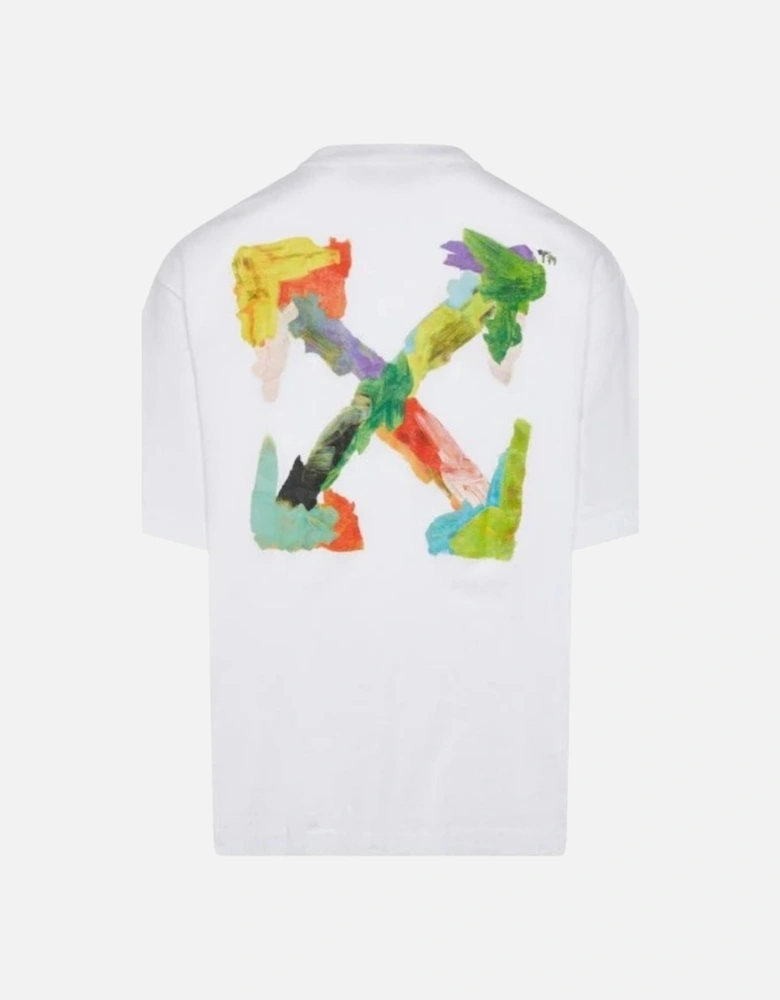 Colourful Brush Arrow Logo Oversized Fit White T-Shirt