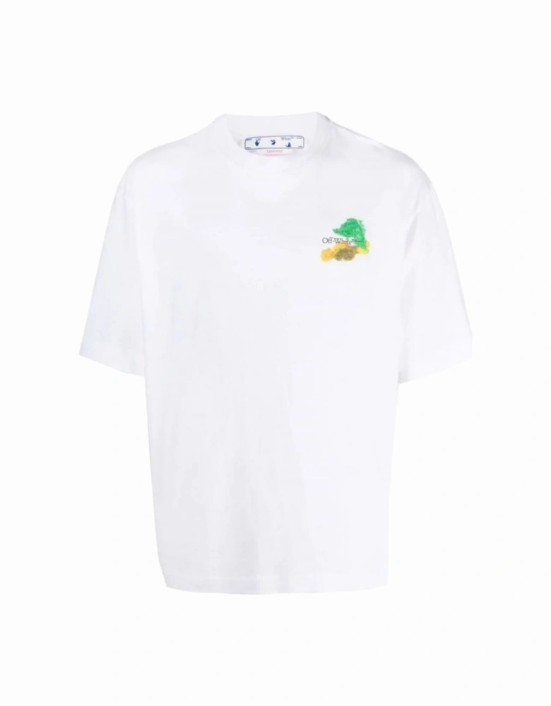 Colourful Brush Arrow Logo Oversized Fit White T-Shirt