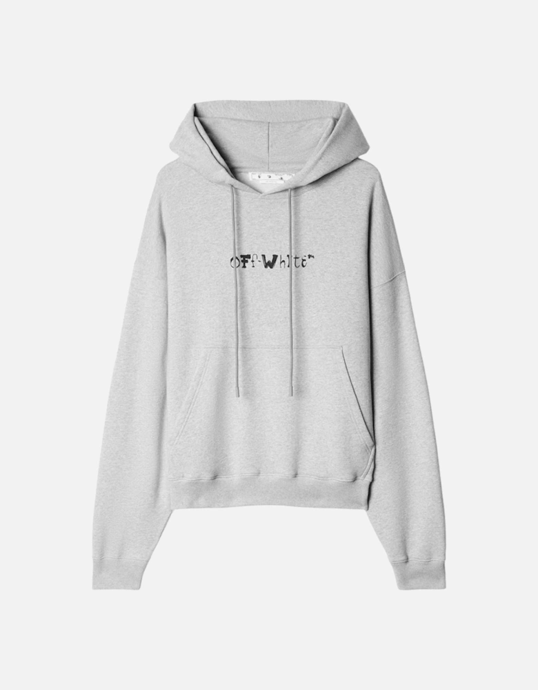 Off White Face Design Skate Fit Grey Hoodie