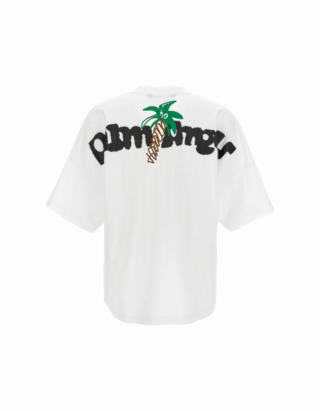 Sketchy Palm Tree Design Oversized Fit White T-Shirt