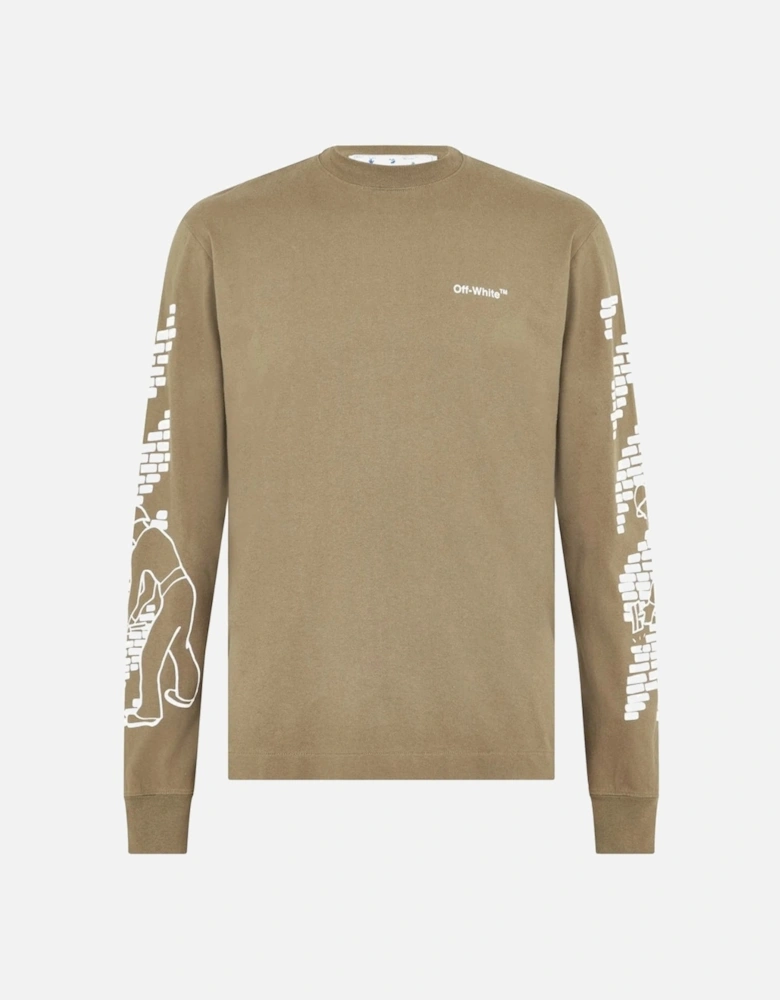 Bricks Logo Long Sleeve Skate Fit Army Green T-Shirt