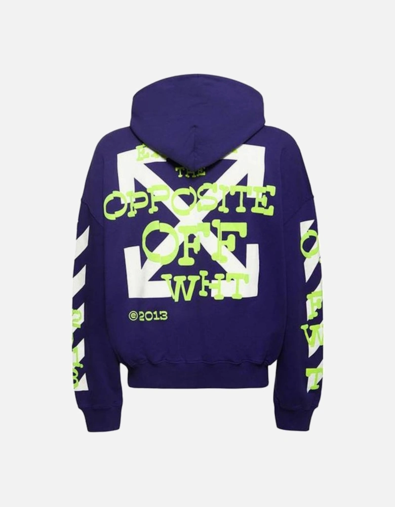 Opposite Arrow Design Boxy Fit Purple Oversized Hoodie