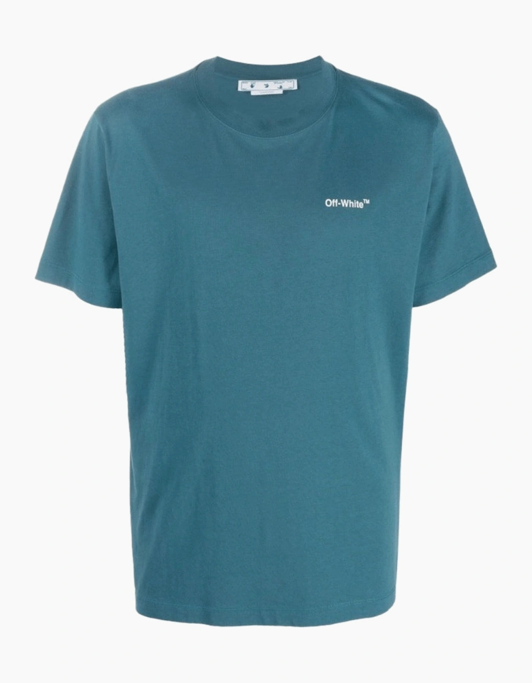 OFF-WHITE Men's Off White Chain Arrow Design Slim Fit Duck Green T Shirt - Blue - Size: 40