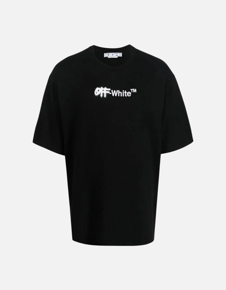 Spray Helvetica Logo Oversized Fit Black T-Shirt