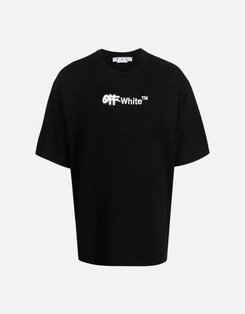 Off White Spray Helvetica Logo Oversized Fit Black T Shirt