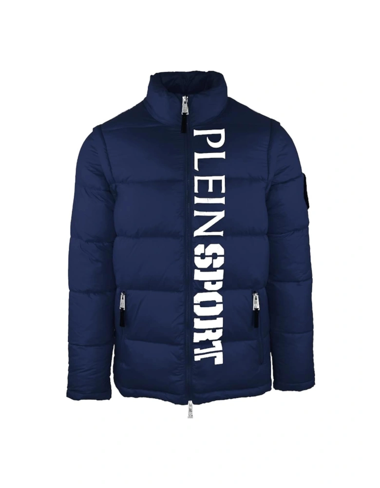 Plein Sport Vertical Logo Padded Navy Jacket