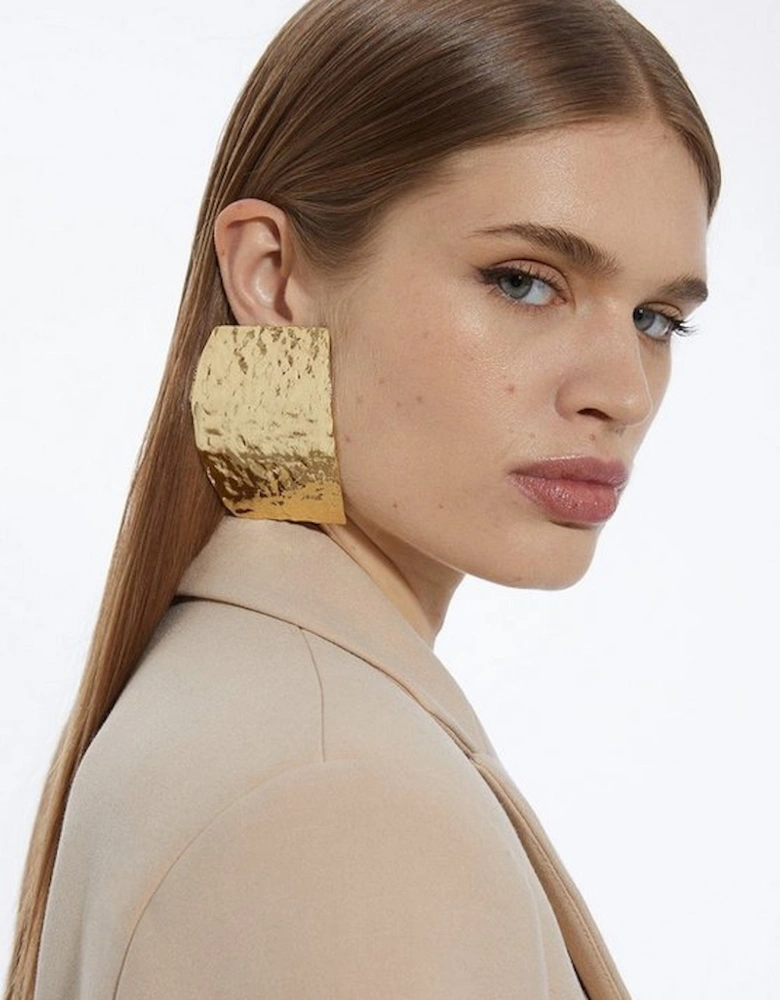 Large Hammered Statement Earring