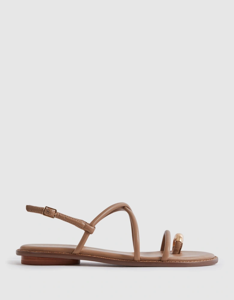 Strappy Leather Sandals with Toe Ring