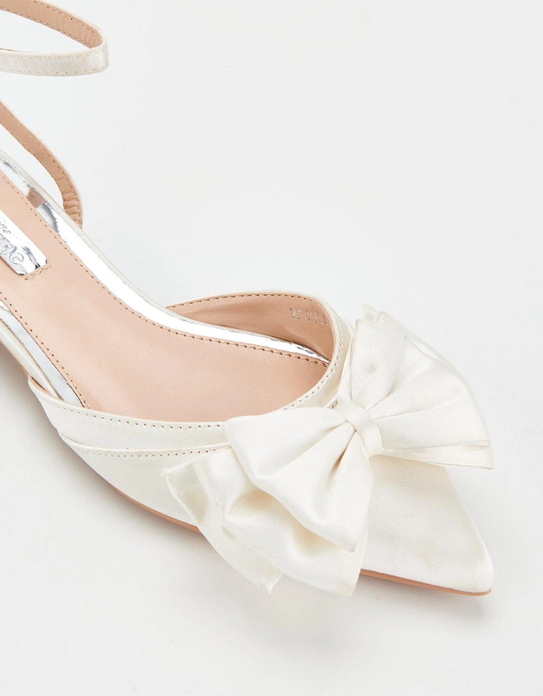 Be Mine Bridal Wide Fitting Milli Bow Front Flat Shoe - Ivory