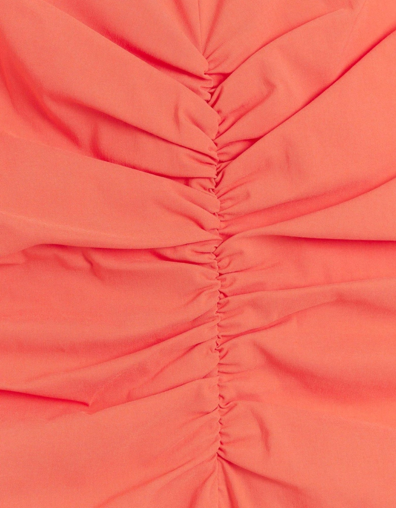Ruched Detail Dress - Coral