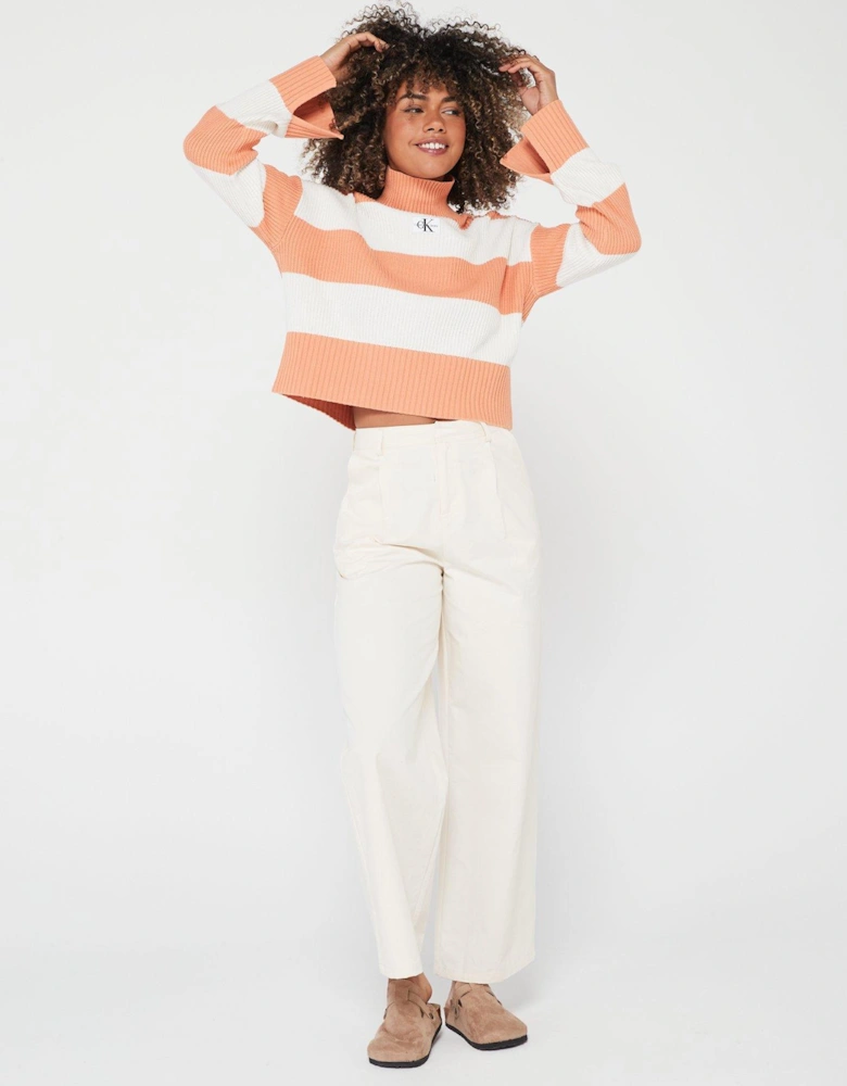 Logo Rib Stripe Jumper - Orange