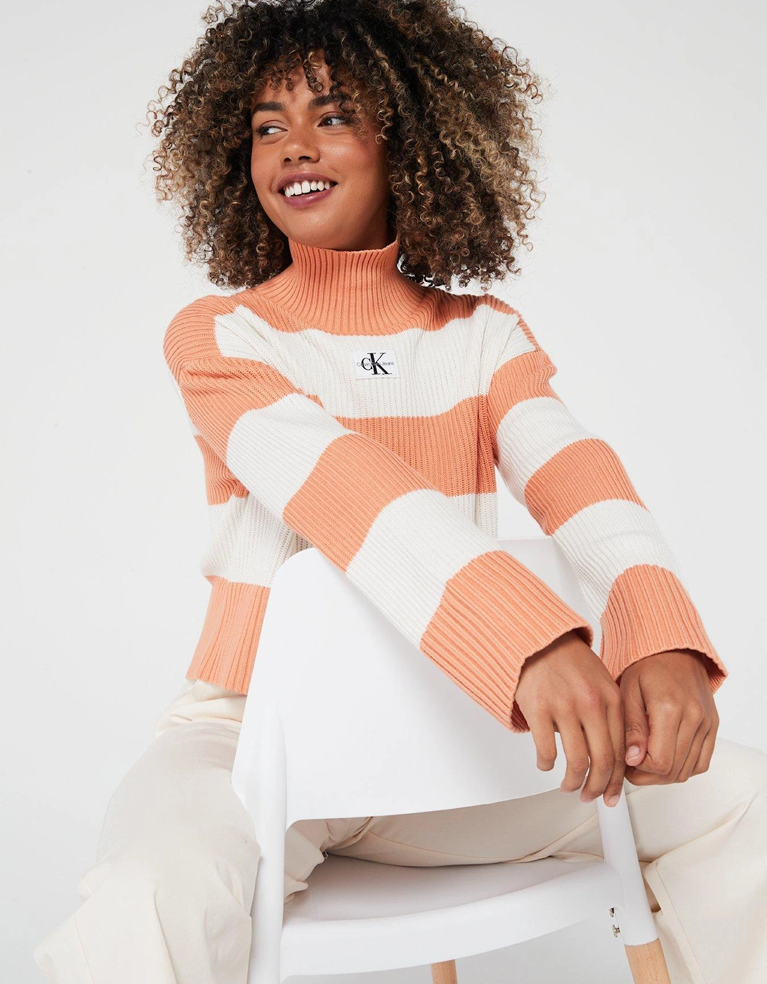 Logo Rib Stripe Jumper - Orange