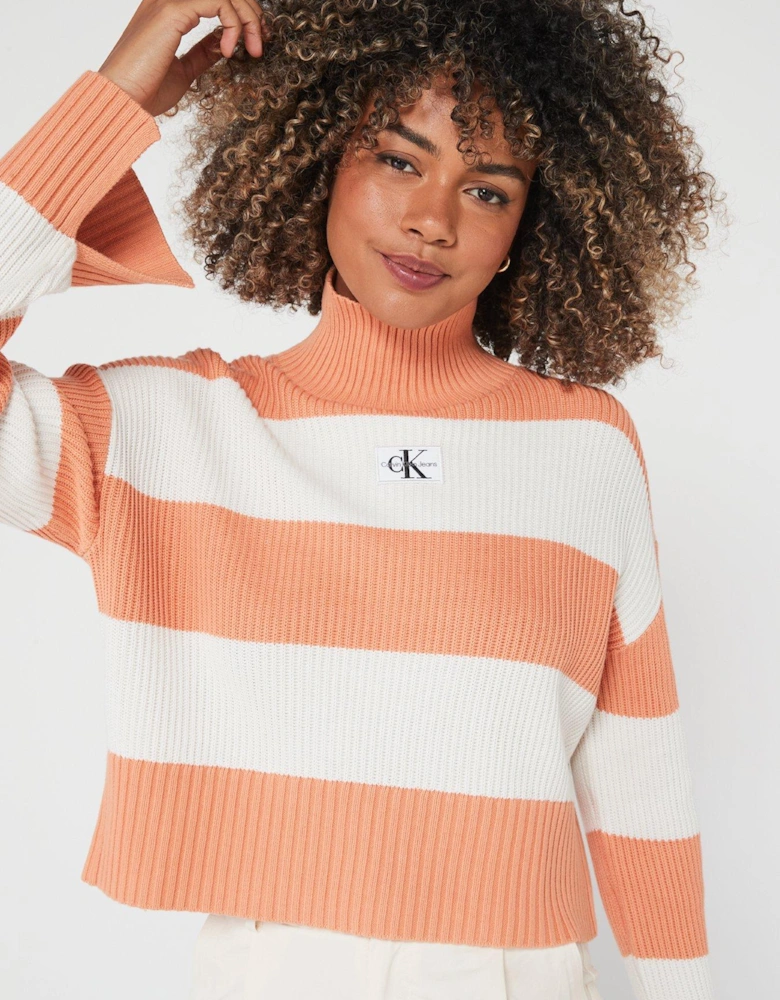 Logo Rib Stripe Jumper - Orange