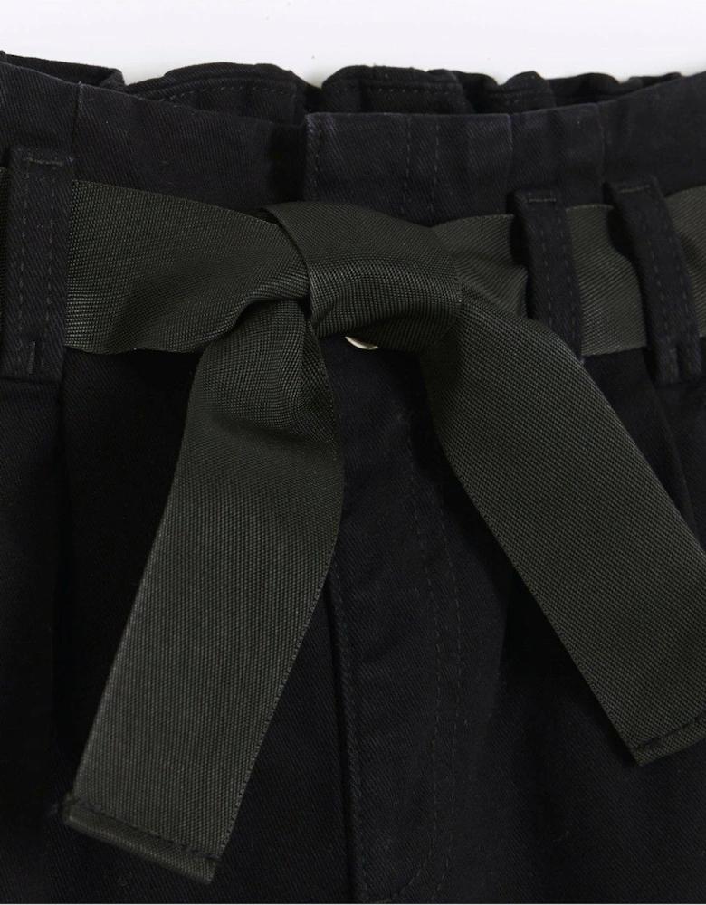 Girls Belted Carpenter Trousers - Black