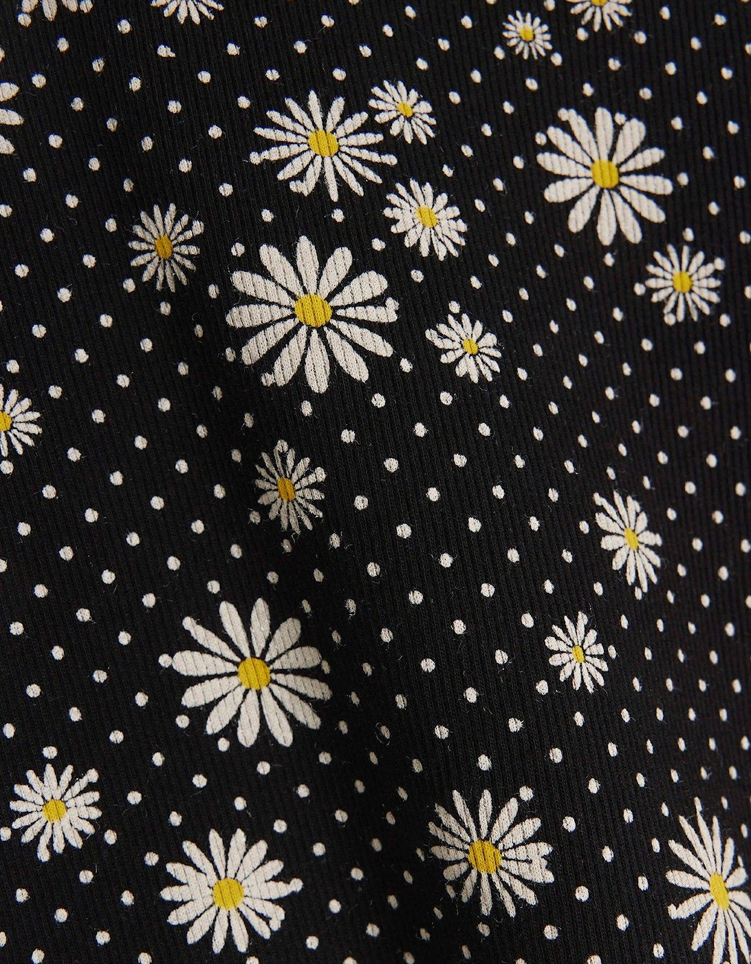 Girls Floral Crop T-Shirt - Black