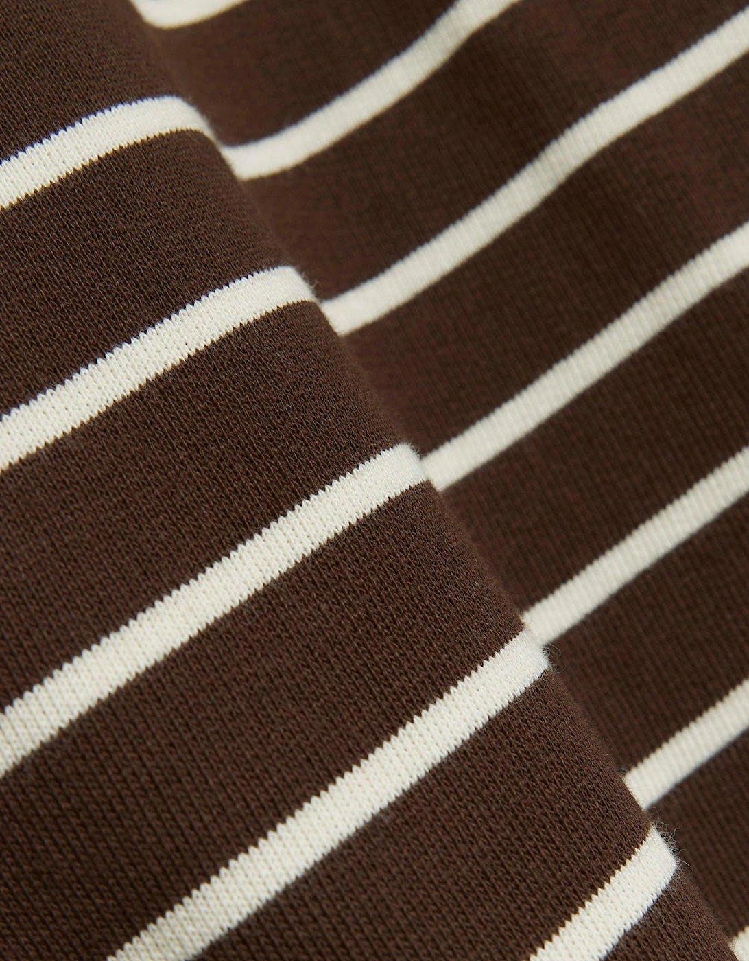 Stripe Cropped Sweat - Brown