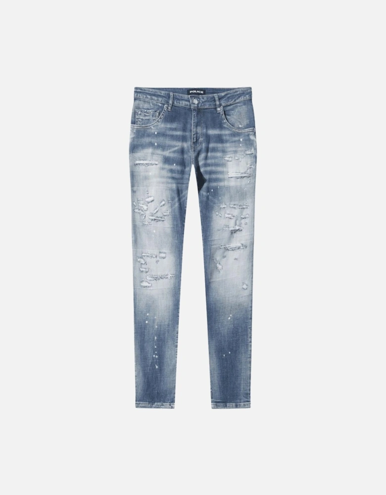LAT 978 Slim Fit Blue Ripped Wash Jeans