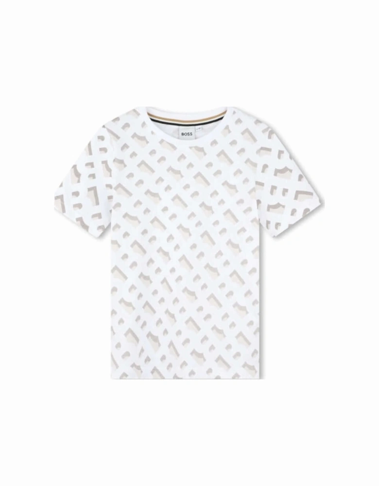 Boys White Monogram T-Shirt