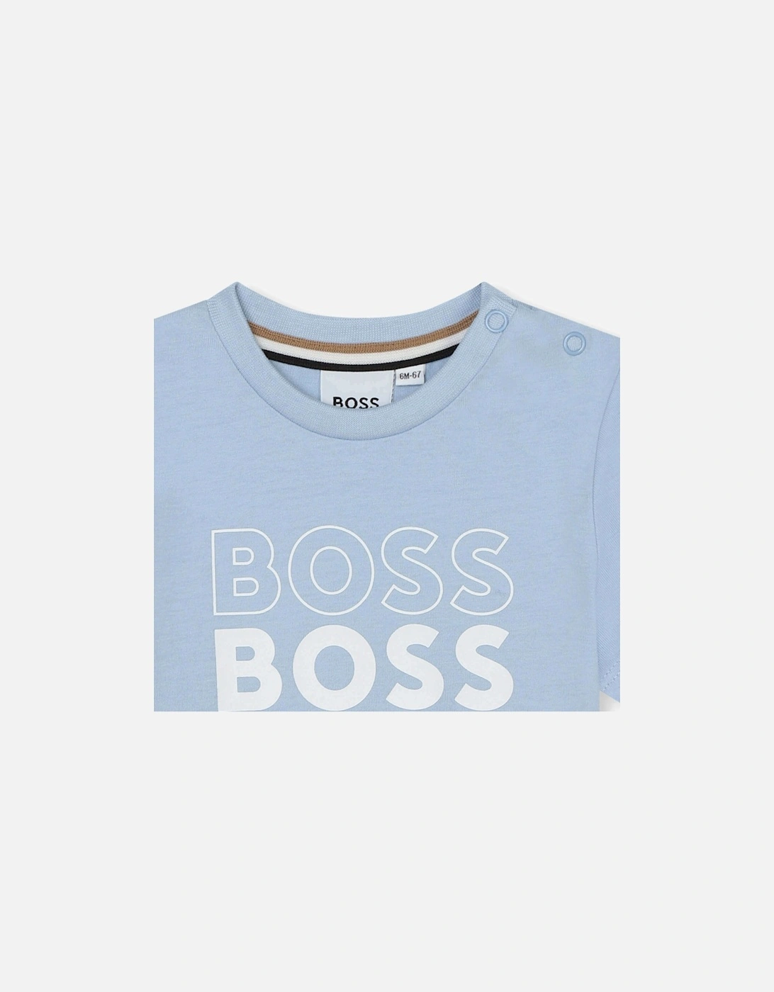 Baby Boys Blue Multi Logo Cotton T-Shirt