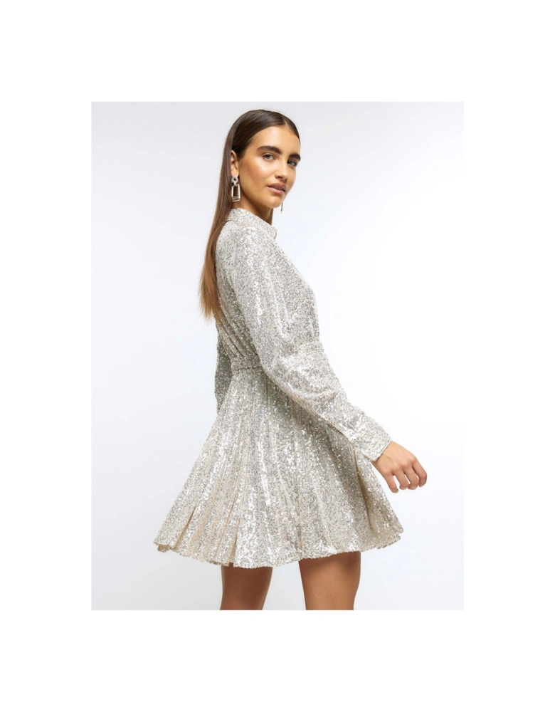 Sequin Mini Dress - Silver