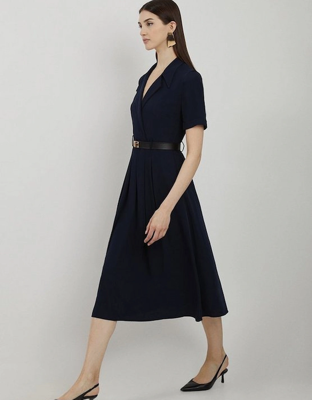 Soft Tailored Belted Midaxi Dress